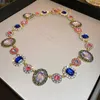 Collane con ciondolo Collana vintage barocca Orecchini per donna Set di gioielli in cristallo colorato Accessorio per banchetti di nozze 231208