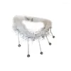 Chaînes coréenne hiver blanc fourrure gland cristal colliers collier femmes mode cou bijoux accessoires
