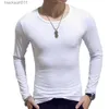 Moda masculina t-shirt casual o-pescoço longo sle magro esportes ao ar livre top l231208
