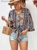 Women's T-Shirt 2023 Summer Floral Boho Blouse Women Short Sle V Neck Print Blouse Ladies Loose Flower Blouse For WomenL231208