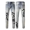 HerenJeans Blauwe pentagramjeans van het Europese en Amerikaanse high street fashion merk voor heren en jongeren met elastische slim fit