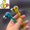 Wholesale Protable smoking pipe mini 11cm colorful Thick heady glass hand tobacco pipe for dry herb with metal screen bowl