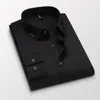 Camisas de vestido masculinas camisa de manga comprida slim fit versão coreana resistente a rugas e não engomar negócios casual juventude elástica