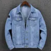Модное джинсовое пальто для мужчин, весенне-осенний повседневный светло-синий 2023, новый пригородный топ большого размера, роскошный комплект из 3 предметов, оптовая продажа, 2 шт., скидка 10%