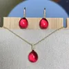 Ketting Oorbellen Set 2 stks/set Sieraden 12X10mm En Amethist WaterDrop Stijl Snoep Kleur Kristallen Hanger Inlay Zirkoon