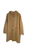 Autumn/Winter Camel z kapturem odwracalny płaszcz z kaszmiru, średniej długości damskiej kleszcze Hepburn Loose Loose Cloak Wool Tweed Jacket