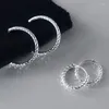 Boucles d'oreilles créoles en argent S925, simples, géométriques, brillantes, adaptées aux femmes mignonnes et belles, accessoires de bijoux pour filles