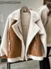 Women's Leather Manteau en velours a col polo vintage pour femmes vestes epaisses vetements de mode coreenne streetwear d'automne et d'hiver nouveau 231206