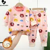 Pigiami autunno inverno i bambini addensano pigiami caldi per bambini ragazze cartone animato a manica lunghe pajamas set di abbigliamento per dormire per bambini 231207 231207