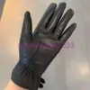 Luxury Sheepskin Leather gloves For women Designer rivet Belt Genuine leathers glove Fleece inside Ladies touch screen winter thick warm