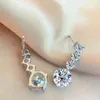 Boucles d'oreilles COSFIX moderne pour femmes, 6.5mm, véritable Moissanite, Dangle Huggie Drop, argent 925, bijoux originaux à la mode