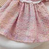 Robes de fille 2023 Arrivée d'été Filles Manches courtes Col carré Ruché Dentelle Rose Designer Mignon Parti Princesse Robe Custume 3-7T