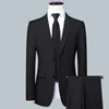 Trajes para hombres Blazers Blazer de alta calidad Chaleco Pantalones Hombres Negocios simples Elegante Moda Entrevista de trabajo Traje de caballero Delgado 3 piezas 231208