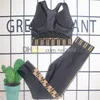 Buchstaben-Gurtband-Tanktop für Damen, elastische Taille, Leggings, Rundhalsausschnitt, Sportweste, schmal geschnittene Hose