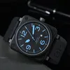 2023 Mens Br Model Sport Rubber Strap Automatisk mekanisk klocka lyxig multifunktionsklocka affärer rostfritt stål man ross fyrkantiga män armbandsur