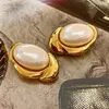 Charme créateurs de mode ovale perle grandes boucles d'oreilles métalliques irrégulières pour les femmes personnalité bijoux en gros 231208