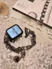 سوار سلسلة قلب أزياء Apple Watch Ultra 9 Band 8 7 6 5 SE 4 Ultra 2 Cute Wristband Iwatch 40mm 41mm 42mm 44mm 45mm 49mm