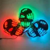 Party Masks 2023 Design Skull Head Mask Horror Skeleton Led Neon Light Decor för Halloween 231207