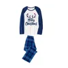 Family Matching Outfits Christmas Matching Family Pajamas Merry Christmas Elk Antlers Blue Plaids Pajamas Set 231207