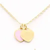 Ожерелья с подвесками Дизайнерский новый бренд Hearts Love Ожерелье с подвеской для женщин Аксессуары из нержавеющей стали Циркон Зеленый Розовое золото Розовое H Dhpvb