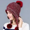 Winter Knitted Cap Hat for Women Wool Blends Soft Warm Skull Caps with Earflaps Lovely Ladies Beanies Gorro with Velvet GH-2542601