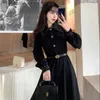 Urban Sexy Dresses 2022 New Korean Spring and Autumn Fashion French Retro Casual Dress with Thin Waist and Elegant Lady's Small Black Dress L231208