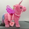 Fournitures de jouets de Noël Poupées en peluche Jouets drôles Marche électrique Licorne en peluche Jouet en peluche Animal Cheval Musique Poupée pour enfants Cadeaux de Noël 231208