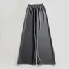 Pantalones de mujer Pierna ancha para mujer 2023 Mezcla de lana Cintura elástica caída Color sólido Pantalones largos casuales sueltos
