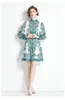 Fille Boutique robe imprimée à manches longues volants robe florale 2024 printemps automne robes imprimées haut de gamme tendance dame robes rétro OL robes de piste