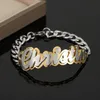 Charm Bracelets Custom Name Bracelet Double Plated Bracelets HipHop Stainless Steel Chain Christmas Gift Women Men Valentine's Day Gift 231207