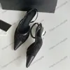 24ss Womens Slingbacks Dress Shoes Designer Tweed Sandals Slip On Patent Leather Sexy Pointed Toes Adjustable Ankle Buckle Slides Ladies Leisure Shoe For Party