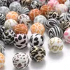 Tandsers Toys 10st rund tryckta silikonpärlor 15mm leopardtryck för smycken tillverkning av DIY -tillbehör 231207