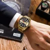 腕時計カレンの男性はステンレススチールバンドの豪華なクォーツリストウォッチの男性クリエイティブデザインのゴールデンクロックのための輝かしい231207