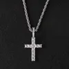 Hängselhalsband isade ut zirkon charm korsa hänge kedja mäns hip hop smycken guld silver färg cz hänge halsband bling cross 231207