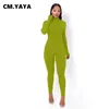 Kvinnors jumpsuits Rompers CM Yaya Casual Women Long Sleeve Turtleneck Skinny Stretchy Jumpsuit Autumn Winter Suit Ins PlaySuit 231207