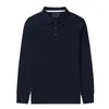 Polo da uomo a maniche lunghe pullover elasticizzato colletto in cotone casual top T-shirt bianca taglia S-XXL