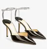 24S Summer Luxury Brands Saeda Sandals Shoes Crystal Strappy High Heels Party Wedding Dress Lady Gladiator Sandalias Nude Black EU35-44