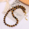 Set di braccialetti con perline di pietra occhio di tigre perline rotonde naturali autunno e inverno Collana Tiktok