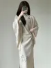 Podstawowa swobodna sukienka beżowa beżowa cheongsam letnia bambusowa wzór krótkiego rękawu Slim Dress Show Kostium długi chiński styl S to XXL S1924 231207
