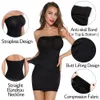 Mulheres shapewear sem alças para sob vestidos controle de barriga desliza saias de emagrecimento corpo inteiro shaper roupa interior sem costura