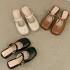 Sandals Brown Korean Handmade Closed Toe Style Well Girls Slippers Small Size 33 Casual Flats Slip-on Shoes Women Slides Mules 324 527