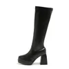 Kleding Schoenen 2024 Winter Hoge Laarzen Mode Platform Rits Herfst Lange Vrouwen Lederen Elegante Knie Maat 35-44