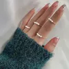 Cluster Rings Korea Japan Style Fashion Pearl Beads Silver Color Juster Size Women Charms smycken 2023