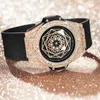 Zegarek na rękę dla mężczyzn dla mężczyzn Big Diamond Skórzane analogowe moda złota zegarki kwarcowe na rękę renogio masculino