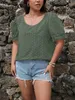 T-shirt das mulheres Finjani Plus Size Coreano Chic Puff Sle Bordado Top Verão Ruffles Mulheres Blusa Oca Out White Lace ShirtL231208