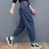 Jeans femininos folgados enormes dimensões de 95 kg de harém de harém de longa duração de jeans vintage calças de jeans de alta cintura piquedalonas de streetwear de moda