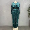 Sıradan Elbiseler Düğün Partisi Uzun Kadınlar Akşam Lüks Rhinestone Resmi Elbise Zarif Velvet Bodycon Maxi African için Bayanlar