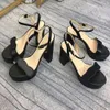 designer sandals classic high heeled sandals designer shoes fashion 100% leather women dance shoe sexy heels suede lady metal belt buckle thick heel woman shoes 021