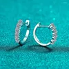Hoop Earrings JECIRCON-Moissanite For Women 925 Sterling Silver Total 1 Carat Full Row Diamond PT950 Gold Plated Jewelry