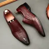 Chaussures Oxford de mariage pour hommes, faites à la main, noires et bleues, en cuir véritable, plates, motif Crocodile, mocassins formels d'affaires d'été